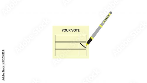 An animation of voting paper mark x and put in the election box. General election concept. photo
