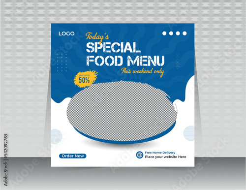 Food menu social media post banner  template Layout design for marketing on social media