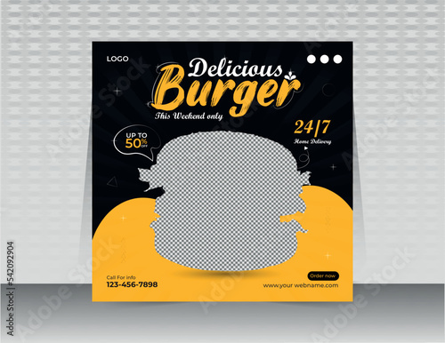 Food menu social media post banner  template Layout design for marketing on social media