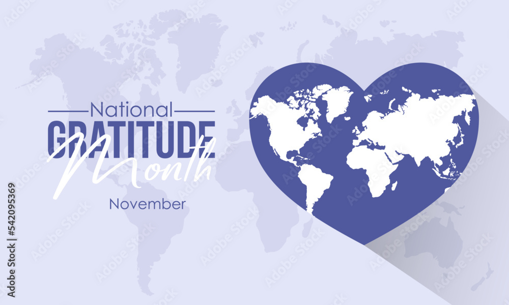 Vector illustration design concept of National Gratitude Month observed on November Vector illustration design concept of National Gratitude Month observed on November
