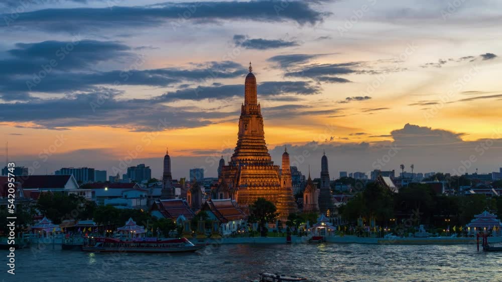Wat Arun Ratchawararam at sunset(Temple of Dawn) famous tourist destination in Bangkok, Thailand. Wat Arun Ratchawararam at sunset(Temple of Dawn) famous tourist destination in Bangkok, Thailand.