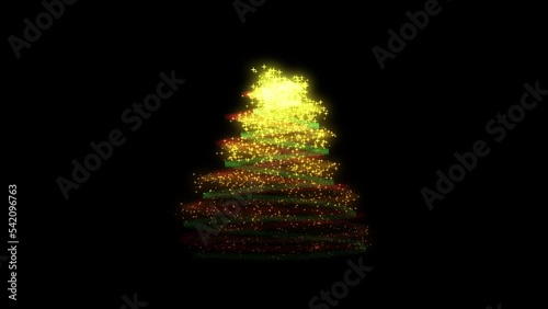 Christmas tree with particles on black background