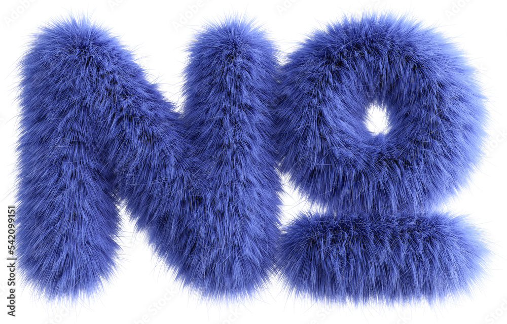 Blue 3D Fluffy Symbol Numero Sign. 3d render illustration isolated on transparent background Blue 3D Fluffy Symbol Numero Sign. 3d render illustration isolated on transparent background