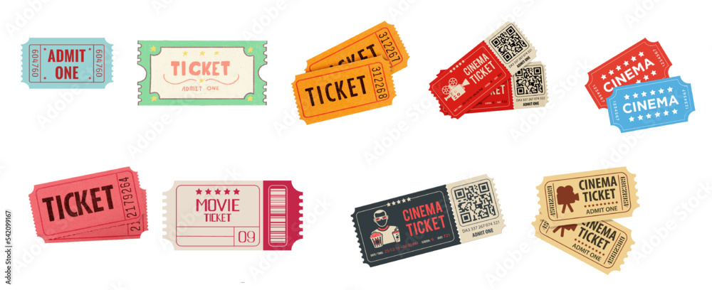 vector movie ticket illustration collection
