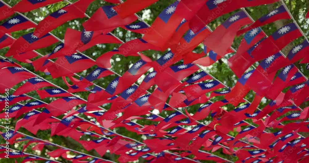 Slow motion of national Flag of Taiwan hanging at outdoor Slow motion of national Flag of Taiwan hanging at outdoor