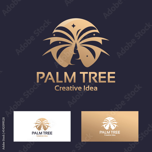 Luxury golden palm tree logo icon vector isolated for your company