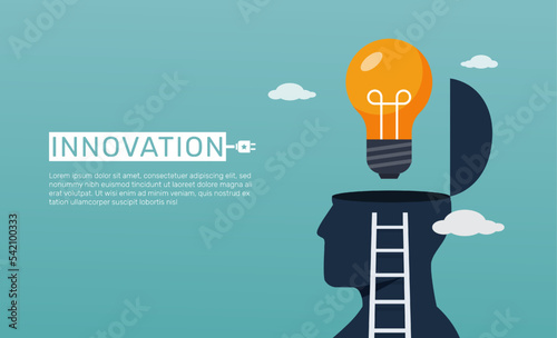 New idea, creativity and innovation with human head symbol