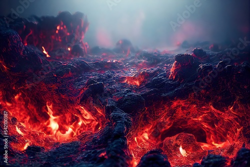Photo 3D rendered computer generated image of Christian hell