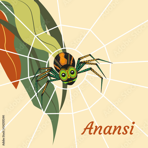 Anansi illustration, Spider God, African Tale, Black Culture