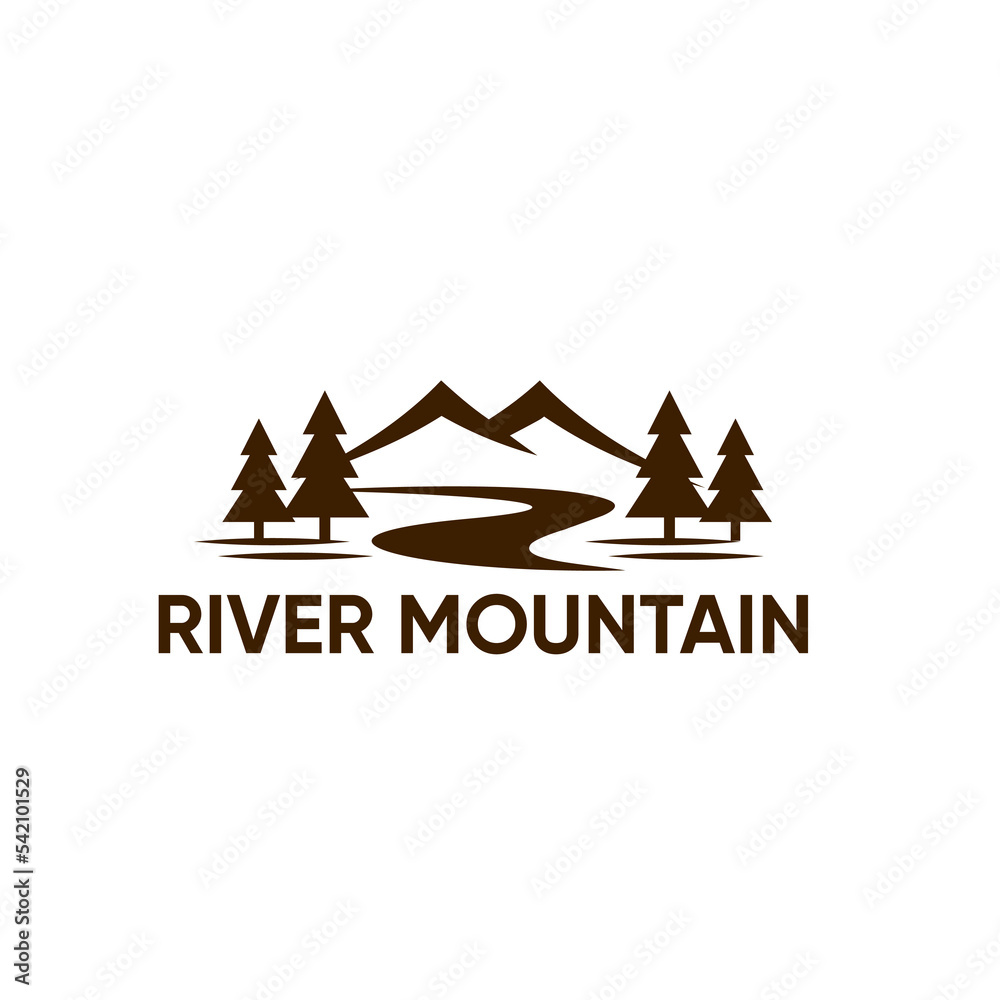 river mount tree vector illustration