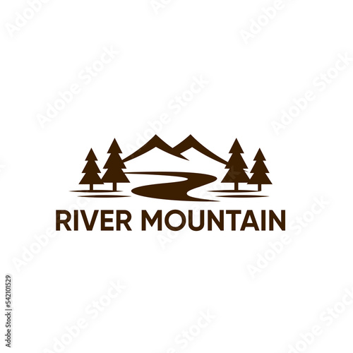 river mount tree vector illustration