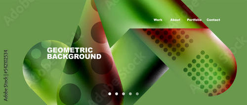 Glassmorphism landing page background template. Colorful glass shapes with metallic effect abstract composition for wallpaper, banner, background
