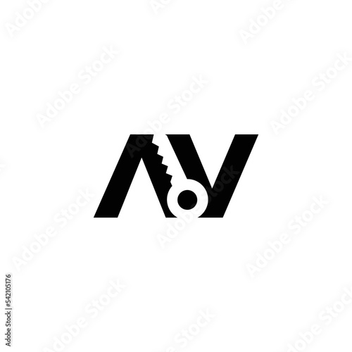 letter AV initial with key logo icon vector template