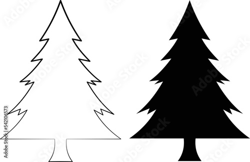 hristmas tree line icon, decorated conifer outline vector sign. Christmas tree icon symbol vector