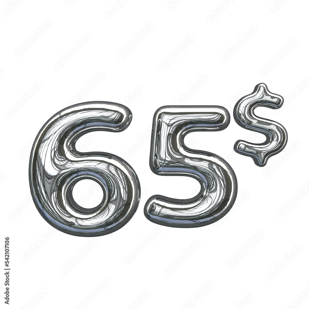 Silver pricing 3D number 65 dollar Silver pricing 3D number 65 dollar