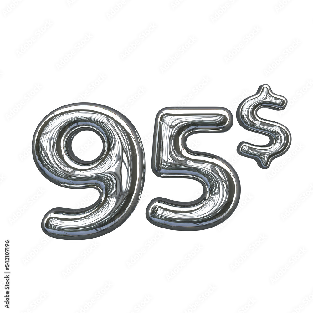 Silver pricing 3D number 95 dollar Silver pricing 3D number 95 dollar