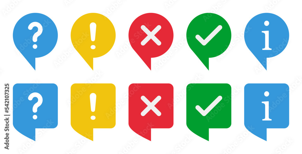 check box, question mark, exclamation point, information sign, vector navigation pointer icons set check box, question mark, exclamation point, information sign, vector navigation pointer icons set