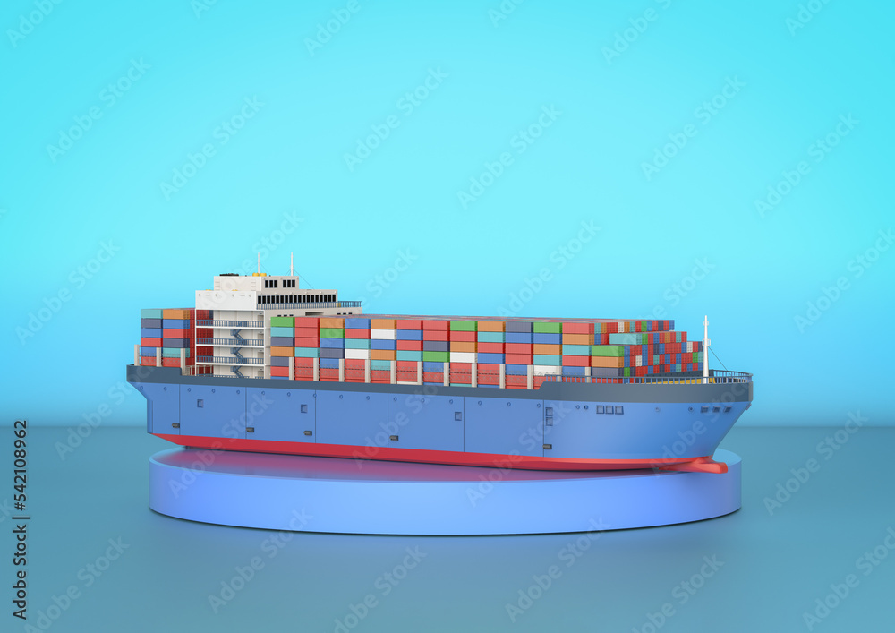 Obraz premium Cargo ship or vessel with containers