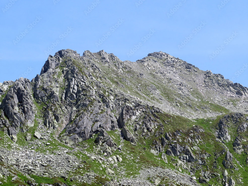 The Monte Prosa peak (2737 m) in the massif of the Swiss Alps and in the area of the mountain St. Gotthard Pass (Gotthardpass), Airolo - Canton of Ticino (Tessin), Switzerland (Schweiz) The Monte Prosa peak (2737 m) in the massif of the Swiss Alps and in the area of the mountain St. Gotthard Pass (Gotthardpass), Airolo - Canton of Ticino (Tessin), Switzerland (Schweiz)