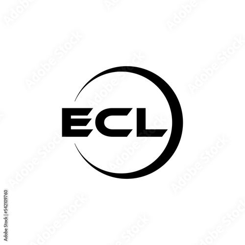 ECL letter logo design with white background in illustrator, cube logo, vector logo, modern alphabet font overlap style. calligraphy designs for logo, Poster, Invitation, etc. photo