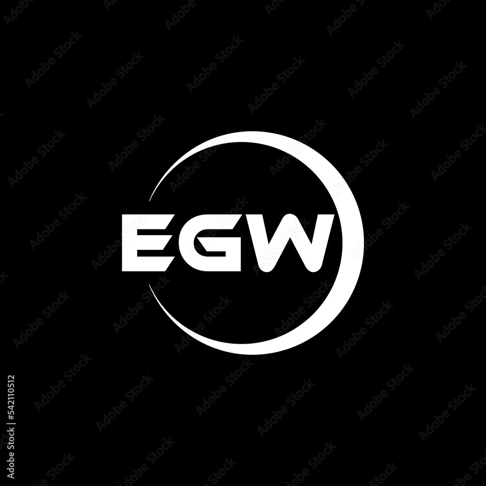 EGW letter logo design with black background in illustrator, cube logo, vector logo, modern alphabet font overlap style. calligraphy designs for logo, Poster, Invitation, etc.