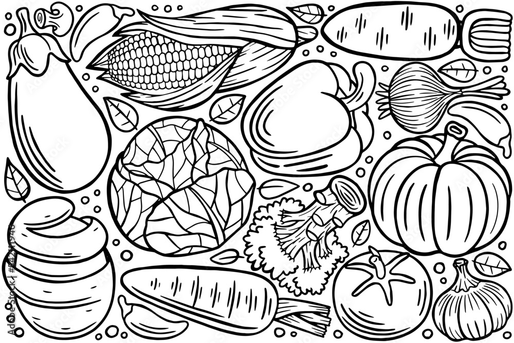 Vegetables Doodle Vector Illustration