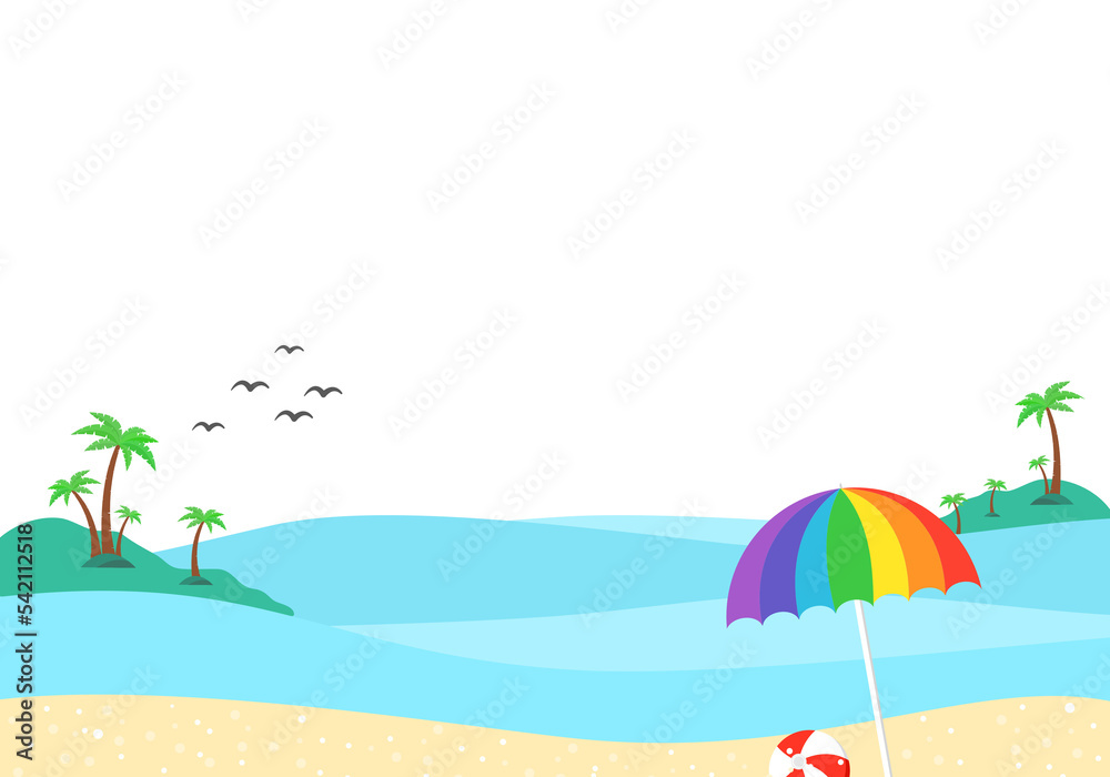 cartoon style Sandy beach. Sea. Ocean surf isolate on transparent background.