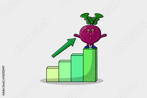 Beetroot cute businessman mascot character with a deflation chart cartoon style design