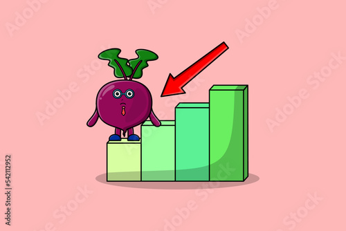 Beetroot cute businessman mascot character with a inflation chart cartoon style design