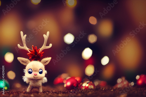 Cute reindeer dressed for christmas