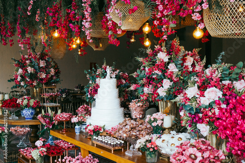 wedding cake with flowers