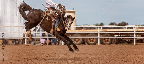 Canvastavla Saddle Bronc Riding At An australian Country Rodeo