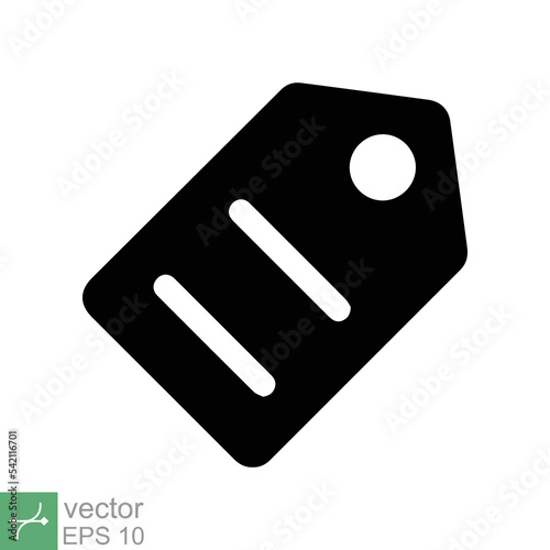 Price tag icon. Simple solid style. Tag label, sale, discount product, gift, coupon, promotion, business concept. Glyph vector illustration isolated on white background. EPS 10.