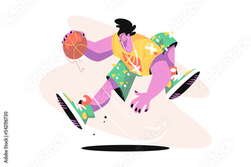 Basketball player man in action, team sports game