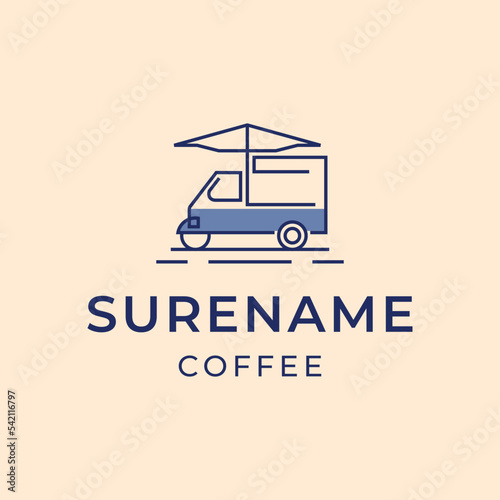 tuk tuk vehicle coffee beach logo with palm illustration custom logo design vector illustration