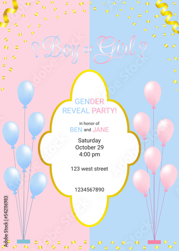 Vector illustration. Invitation to a gender party.