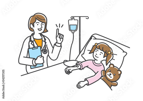 子供の患者を診察する女医のイラスト素材