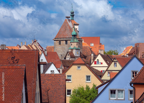 Rothenburg ob der Tauber. The old famous medieval town on a sunny day.
