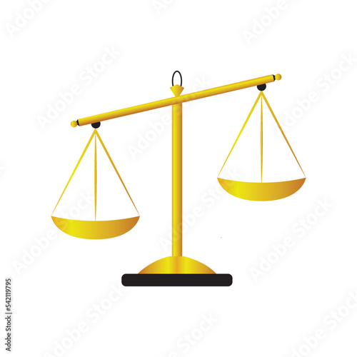 Libra icon, legal justice vector. Gold mechanical weight balance symbol.