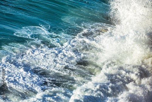 Beautiful waves of the Pacific Ocean, close-up, pastel colors