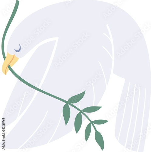 Pigeon flying with leaf Illustration.