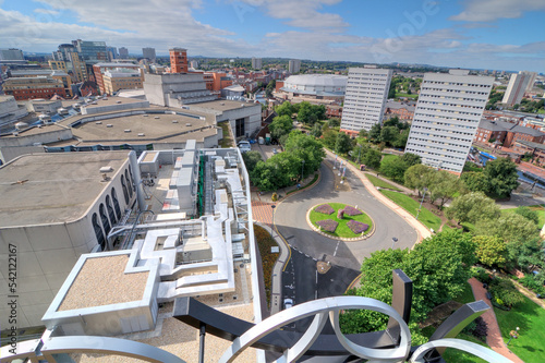 Elevated view of Birmingham City from the library, UK. photo