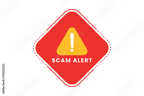 Scam alert red banner. scam sign label isolated. vector illustration.
