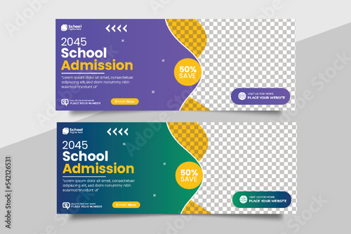 School education admission social media cover post web banner & back to school banner and web banner
