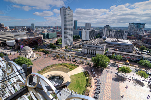 Elevated view of Centenary Square, Birmingham, UK.