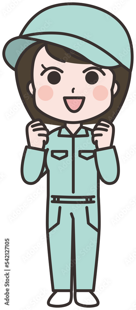 やる気のある女性作業員のイラスト やる気のある女性作業員のイラスト