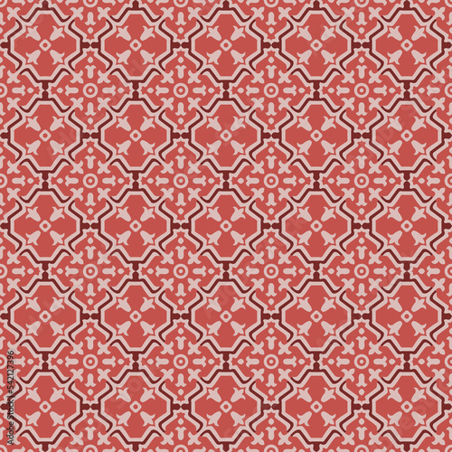 Seamless background image of vintage red geometry cross frame flower.