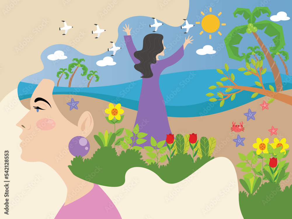 Woman mental health vector illustration