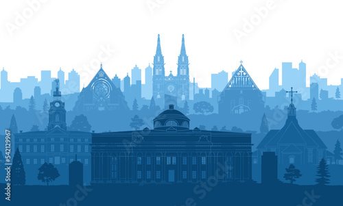 Finland famous landmarks by silhouette style