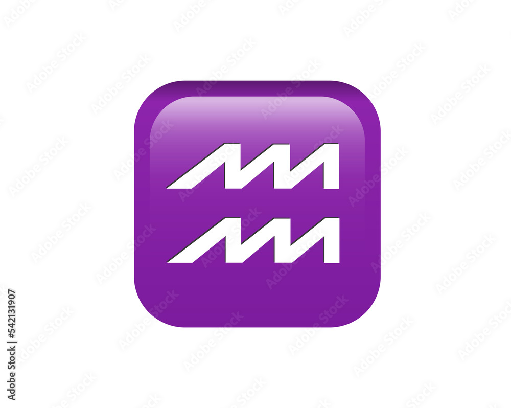 Purple Aquarius astrological sign icon in the Zodiac on transparent background, represents water bearer Purple Aquarius astrological sign icon in the Zodiac on transparent background, represents water bearer